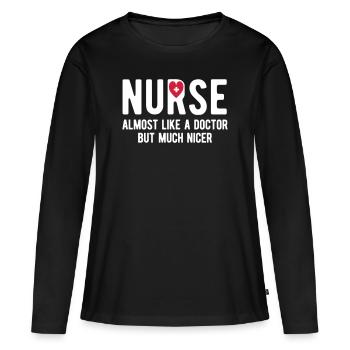Krankenschwester - Frauen Premium Bio Langarmshirt - Schwarz - Vorne - Julia (174cm)