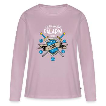 I'm an amazing paladin since 1984 - T-shirt manches longues Premium bio Femme - rose poudré - Devant - Julia (174cm)