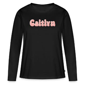 Nom Fille Caitlyn Rétro Prénom Caitlyn Couple - T-shirt manches longues Premium bio Femme - noir - Devant - Julia (174cm)