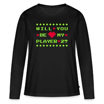 SEREZ-VOUS MON JOUEUR 2 - SE MARIER - DEMANDE EN MARIAGE - T-shirt manches longues Premium bio Femme - noir - Devant - Julia (174cm)
