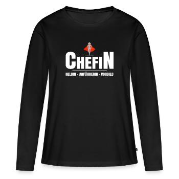Chefin und Superheldin - Frauen Premium Bio Langarmshirt - Schwarz - Vorne - Julia (174cm)