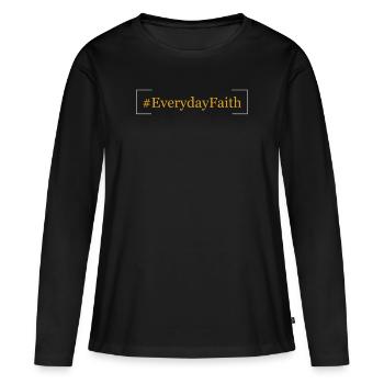# La foi chaque jour - # - La foi au quotidien - # - T-shirt manches longues Premium bio Femme - noir - Devant - Julia (174cm)