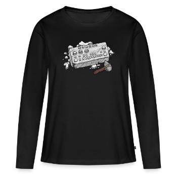 303 Stone Controlled silver - Frauen Premium Bio Langarmshirt - Schwarz - Vorne - Julia (174cm)