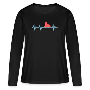 En ligne-skates rythme cardiaque Heartbeat Inliner - T-shirt manches longues Premium bio Femme - noir - Devant - Julia (174cm)
