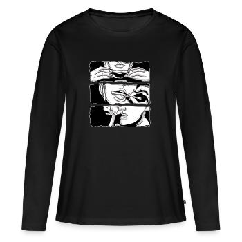 Weed Fumeurs Cannabis Marijuana Enthusiast Pot - T-shirt manches longues Premium bio Femme - noir - Devant - Julia (174cm)
