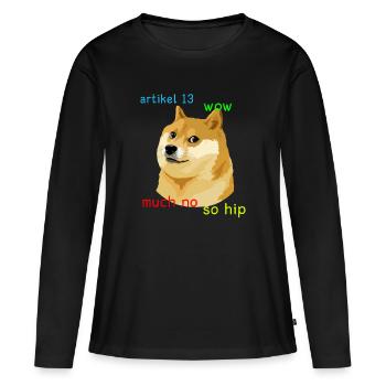 Article 13 Doge Meme #saveyourinternet Eu Shirt - T-shirt manches longues Premium bio Femme - noir - Devant - Julia (174cm)