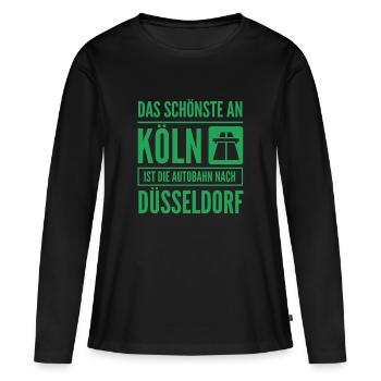 Contre l’autoroute de Cologne pour Düsseldorf - T-shirt manches longues Premium bio Femme - noir - Devant - Julia (174cm)