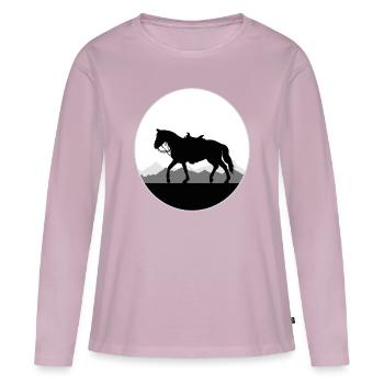 Cowgirls Western Équitation Chevaux Équitation Filles - T-shirt manches longues Premium bio Femme - rose poudré - Devant - Julia (174cm)