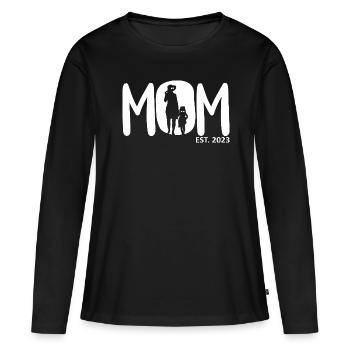 2023, Maman en devenir, annonce de grossesse - T-shirt manches longues Premium bio Femme - noir - Devant - Julia (174cm)