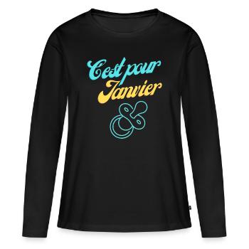 Une Nouvelle Année, Une Nouvelle Vie : Bébé Arrive - T-shirt manches longues Premium bio Femme - noir - Devant - Julia (174cm)