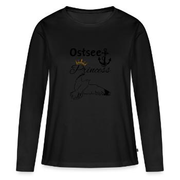 Princesse de la mer Baltique-Ancre de princesse de la mer Baltique et mouette - T-shirt manches longues Premium bio Femme - noir - Devant - Julia (174cm)