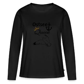 Reine des mers de la Baltique Ancre de la reine des mers de la Baltique et mouette - T-shirt manches longues Premium bio Femme - noir - Devant - Julia (174cm)