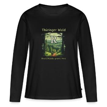 Thuringe-Le cœur vert de l’Allemagne-Rennsteig - T-shirt manches longues Premium bio Femme - noir - Devant - Julia (174cm)
