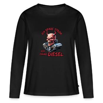 J’économise de l’électricité Je roule au diesel - T-shirt manches longues Premium bio Femme - noir - Devant - Julia (174cm)