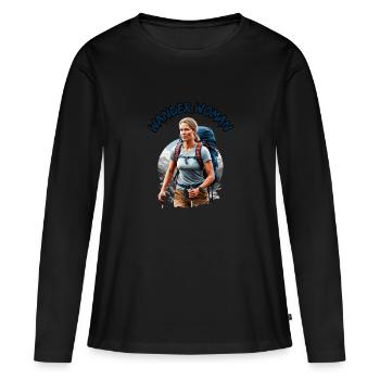 Wander Woman - Randonnée Alpinisme Femme - T-shirt manches longues Premium bio Femme - noir - Devant - Julia (174cm)