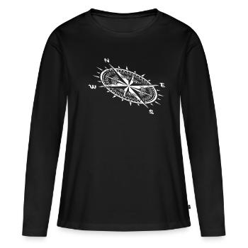 Kompass - Frauen Premium Bio Langarmshirt - Schwarz - Vorne - Julia (174cm)