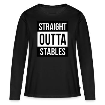 Straight Outta Stables Stall Pferd 2C - Frauen Premium Bio Langarmshirt - Schwarz - Vorne - Julia (174cm)