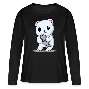 Ours polaire - T-shirt manches longues Premium bio Femme - noir - Devant - Julia (174cm)