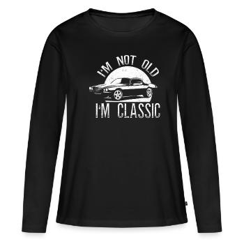 Ich bin nicht alt, ich bin Oldtimer-Sammlung - Frauen Premium Bio Langarmshirt - Schwarz - Vorne - Julia (174cm)