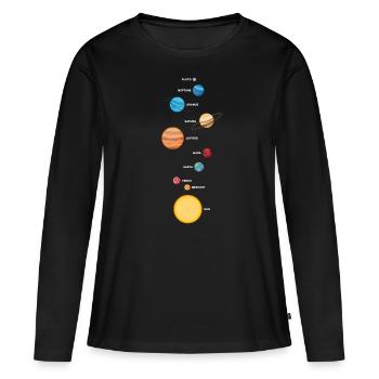 Système solaire - T-shirt manches longues Premium bio Femme - noir - Devant - Julia (174cm)