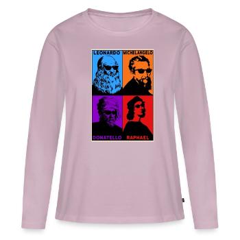 Leonardo Michelangelo Donatello Raphael - T-shirt manches longues Premium bio Femme - rose poudré - Devant - Julia (174cm)