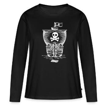 Pirates - T-shirt manches longues Premium bio Femme - noir - Devant - Julia (174cm)