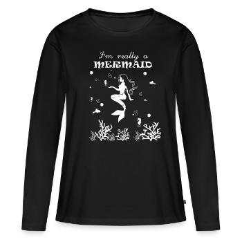 Sirène - T-shirt manches longues Premium bio Femme - noir - Devant - Julia (174cm)