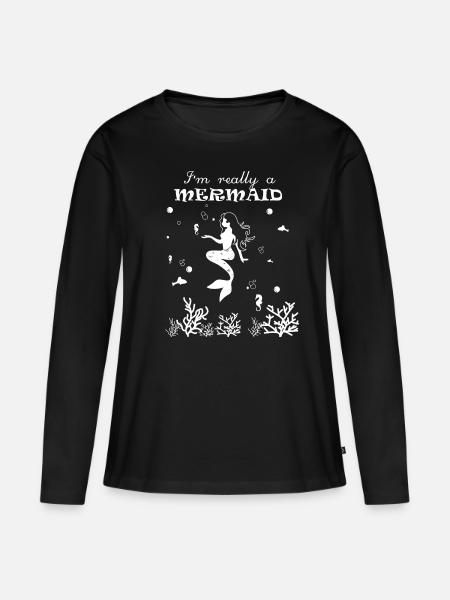Meerjungfrau - Frauen Premium Bio Langarmshirt - Schwarz