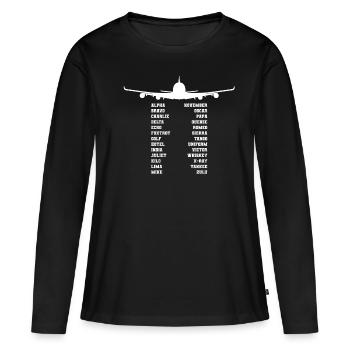 Pilot alphabet - Women's Premium Organic Long Sleeve Shirt - black - Front - Julia (174cm)