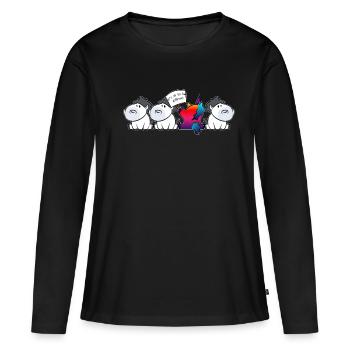 Besonders Anders Einhörner Farbenfroh - Frauen Premium Bio Langarmshirt - Schwarz - Vorne - Julia (174cm)
