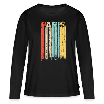 Paris - T-shirt manches longues Premium bio Femme - noir - Devant - Julia (174cm)