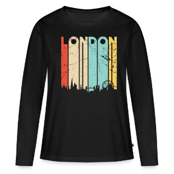 Londres - T-shirt manches longues Premium bio Femme - noir - Devant - Julia (174cm)