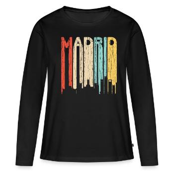 Madrid - T-shirt manches longues Premium bio Femme - noir - Devant - Julia (174cm)