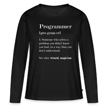 Définition du programmeur - T-shirt manches longues Premium bio Femme - noir - Devant - Julia (174cm)