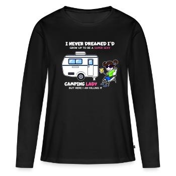 Camping Lady - T-shirt manches longues Premium bio Femme - noir - Devant - Julia (174cm)