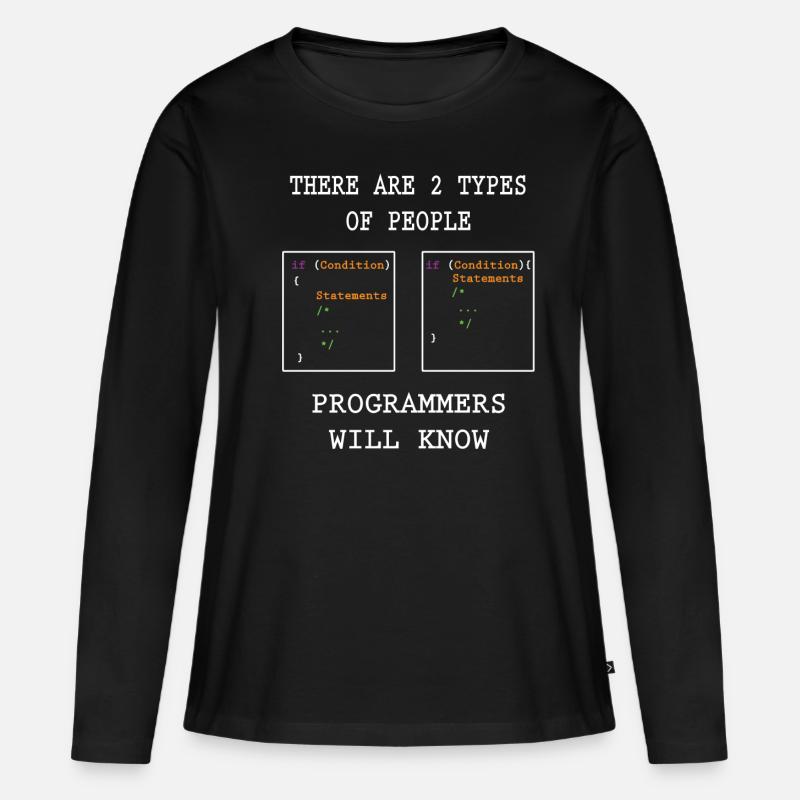 Zwei Arten Von Programmierer - Frauen Premium Bio Langarmshirt - Schwarz