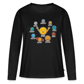 Système solaire - T-shirt manches longues Premium bio Femme - noir - Devant - Julia (174cm)