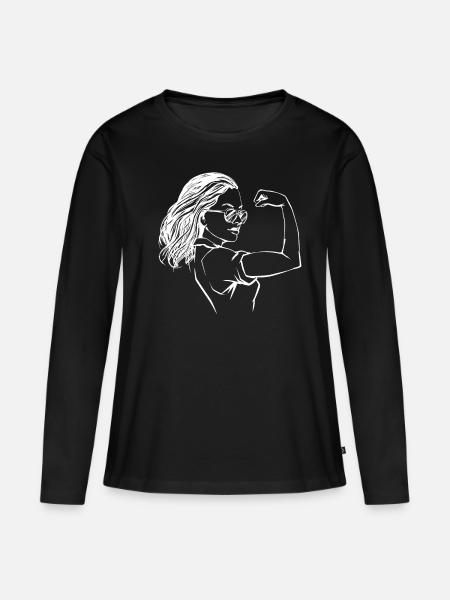 Frauenpower - Frauen Premium Bio Langarmshirt - Schwarz