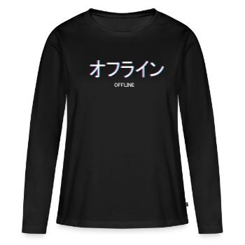 Hors ligne Otaku Vaporwave - T-shirt manches longues Premium bio Femme - noir - Devant - Julia (174cm)