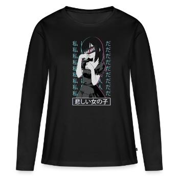 Anime Sad Girl Waifu Manga - Frauen Premium Bio Langarmshirt - Schwarz - Vorne - Julia (174cm)
