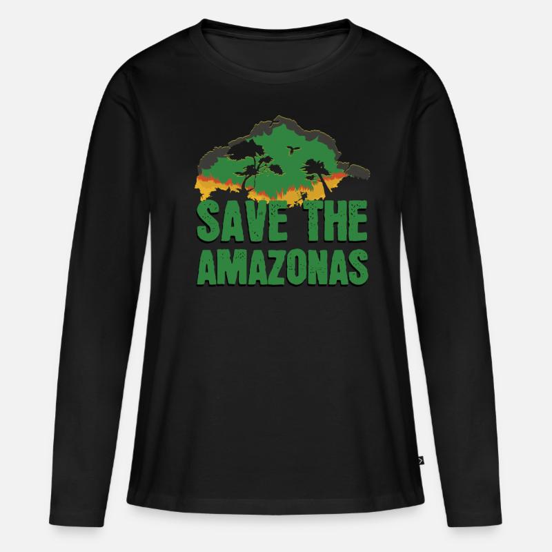 Rettet Den Amazonas - Frauen Premium Bio Langarmshirt - Schwarz