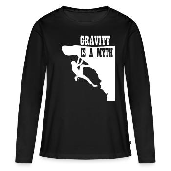 La gravité est un mythe - T-shirt manches longues Premium bio Femme - noir - Devant - Julia (174cm)