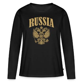 Russie - T-shirt manches longues Premium bio Femme - noir - Devant - Julia (174cm)