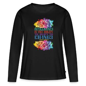 L'intelligence est la capacité de s'adapter au changement - T-shirt manches longues Premium bio Femme - noir - Devant - Julia (174cm)