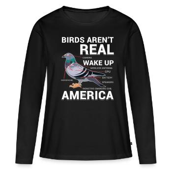 Pigeons De Conspiration Drôle - T-shirt manches longues Premium bio Femme - noir - Devant - Julia (174cm)