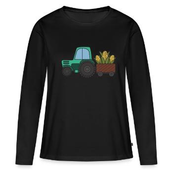 Transport de maïs - T-shirt manches longues Premium bio Femme - noir - Devant - Julia (174cm)