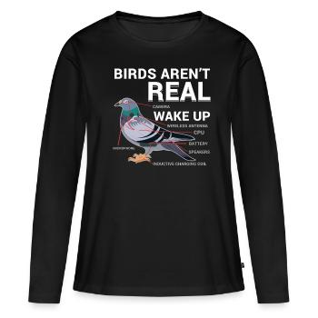 Pigeons De Conspiration Drôle - T-shirt manches longues Premium bio Femme - noir - Devant - Julia (174cm)