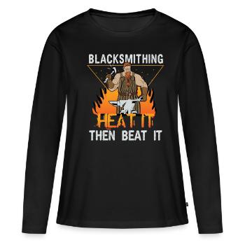 forge - Women's Premium Organic Long Sleeve Shirt - black - Front - Julia (174cm)