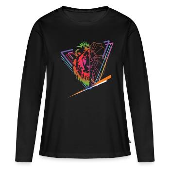 tête de lion - T-shirt manches longues Premium bio Femme - noir - Devant - Julia (174cm)