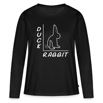 Lapin de canard Illusion d'optique - T-shirt manches longues Premium bio Femme - noir - Devant - Julia (174cm)